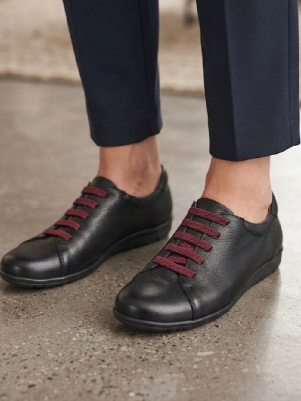 Fluchos Women Black Leather Shoes Sneakers Sz 40/10